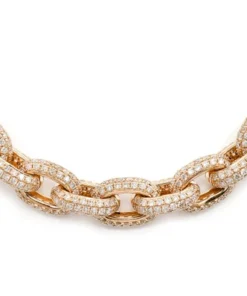 elongated rolo link diamond necklace 14k