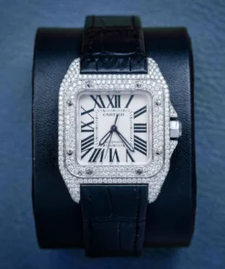 Cartier Santos 100 Ss 7.46ctw Fg/vs Leather Strap