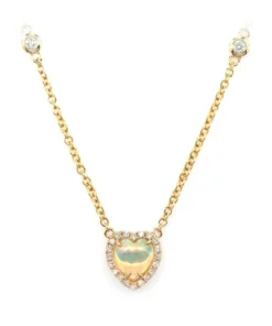 opal and diamond heart pendant 14k