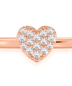 Bubbly Heart Diamond Ring 14k Solid Gold