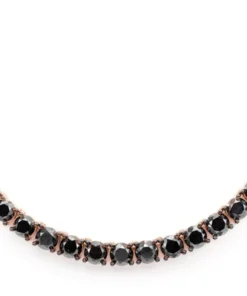 black diamond prong set tennis necklace 14k