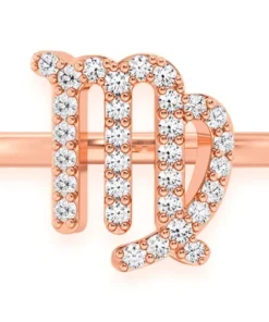 Virgo Zodiac Diamond Ring 14k Solid Gold