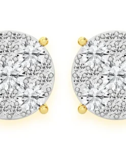 Mosaic Stud Diamond Earrings 14k